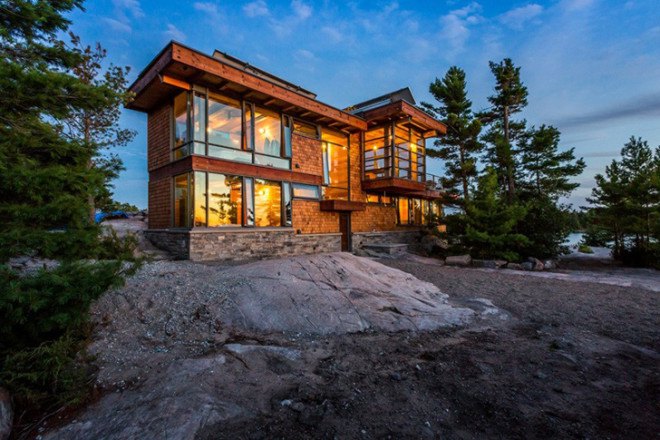 green design, eco design, sustainable design, CORE Architecture, Charles Gane, Monument Channel House, Georgian Bay Ontario, modern cottage, solar powered cottage