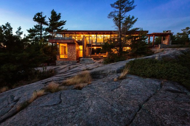 green design, eco design, sustainable design, CORE Architecture, Charles Gane, Monument Channel House, Georgian Bay Ontario, modern cottage, solar powered cottage