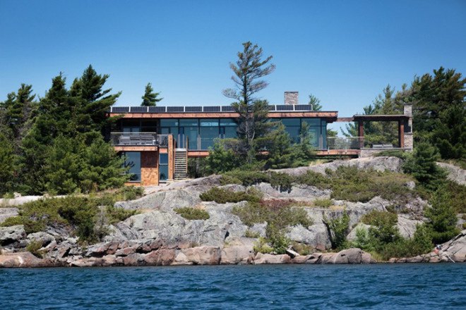 green design, eco design, sustainable design, CORE Architecture, Charles Gane, Monument Channel House, Georgian Bay Ontario, modern cottage, solar powered cottage