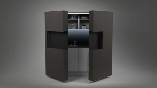 green design, eco design, sustainable design, Dizzconcept, PIA kitchen, pop out kitchen, convertible furniture, convertible kitchen, tiny living, small living, fold out kitchen