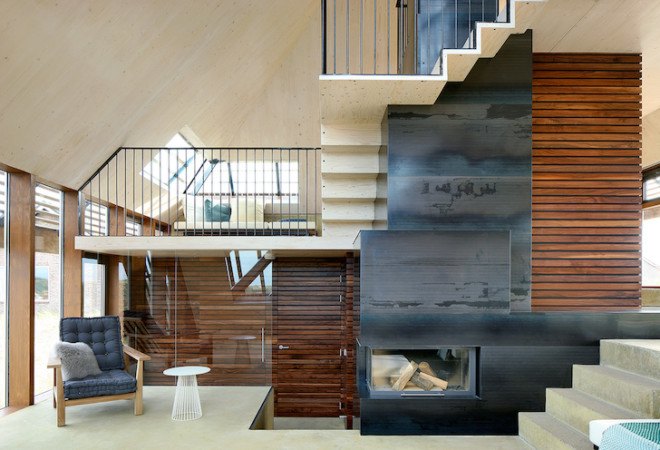 dune-inspired building, dune landscape, Dune House, Marc Koehler Architects, contemporary home, bio fuel, timber, cross laminated wood, gable roof, the netherlands, Terschelling island