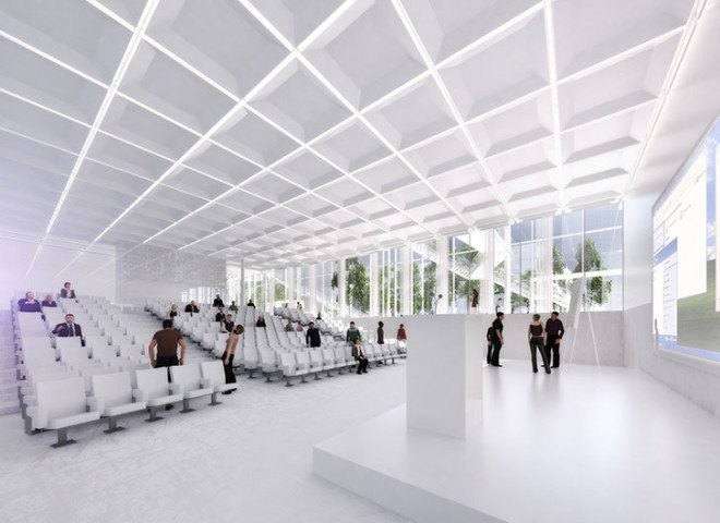 Ecole Polytechnique learning center, Sou Fujimoto Architects, Manal Rachdi OXO Architects, Nicolas Laisné Associates, learning center, glass facade, atrium, indoor graden, green spaces, green architecture, informal spaces