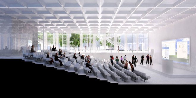 Ecole Polytechnique learning center, Sou Fujimoto Architects, Manal Rachdi OXO Architects, Nicolas Laisné Associates, learning center, glass facade, atrium, indoor graden, green spaces, green architecture, informal spaces