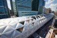 Canary Wharf, Crossrail Place, financial district, rooftop garden, Gillepsies, green design, sustainable design, sustainable transportation, London, UK, indigenous plants, ETFE cushions, ETFE plastic, timber, public garden London, Foster & Partners
