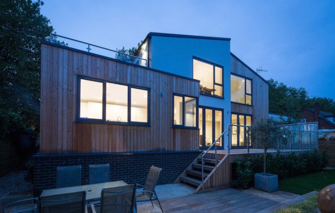 Nick Leith-Smith, timber home, Berkshire, Blackett-House by Nick Leith-Smith, Blackett-House, brick plinth, flood zone, designated flood zone, handcrafted furniture