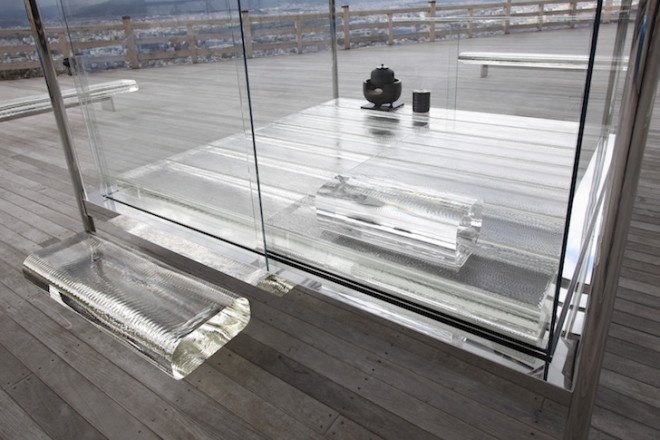 glass architecture, glass structure, japanese architecture, japanese traditional architecture, modern japanese tea house, modern tea house, Tokujin Yoshioka, Kyoto, tea ceremony, KOU-AN glass tea house, glass tea house, glass tea house by Tokujin Yoshioka