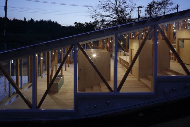 Yamazaki Kentaro Design Workshop, Hakusui Nursery School, Seiyu-Kai, Chiba, nursery school, glass sliding doors, floor to ceiling glass, Hakusui Nursery School by Yamazaki Kentaro Design Workshop