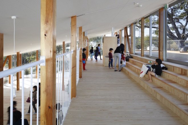 Yamazaki Kentaro Design Workshop, Hakusui Nursery School, Seiyu-Kai, Chiba, nursery school, glass sliding doors, floor to ceiling glass, Hakusui Nursery School by Yamazaki Kentaro Design Workshop