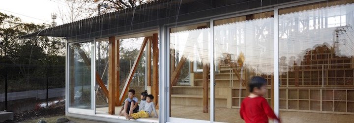 Yamazaki Kentaro Design Workshop, Hakusui Nursery School, Seiyu-Kai, Chiba, nursery school, glass sliding doors, floor to ceiling glass, Hakusui Nursery School by Yamazaki Kentaro Design Workshop