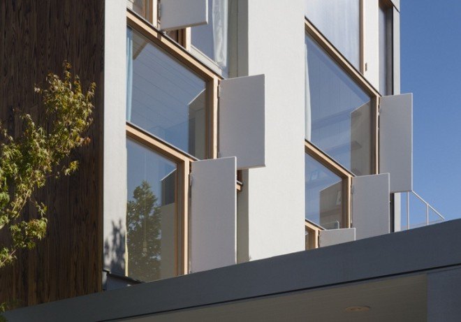 Passage of Landscape house, ihrmk, Japanese architects, Japan, rice fields, storage spaces, wooden deck, wooden terrace, natural ventilation, natural light, green architecture, passive house, daylit homes