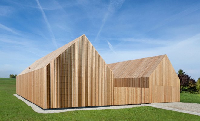 green design, eco design, sustainable design, louver facade, Kuhnlein Architecktur, Timber House, gabled house, wooden louver