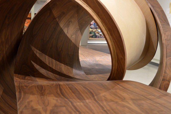 Michael Beitz, wooden sculpture, green furniture, green art, table design, picnic table