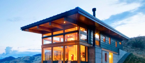 Nahahum Cabin, Nahahum Cabin by Balance Associates, Balance Associates, Balance Associates Architects, Cascade Mountains, underfloor heating, full-height glazing, concrete retaining walls,