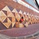 r1, Betty Fox, Johannesburg, South Africa, Maboneng Precinct, geometric mural, wood mural, reclaimed wood, locally sourced wood, reader submitted content