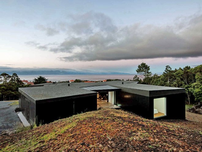CZ HOUSE, prefab house, pico island, SAMI Arquitectos, blackened timber, black timber, energy efficiency, minimalist home, minimalist aesthetic,