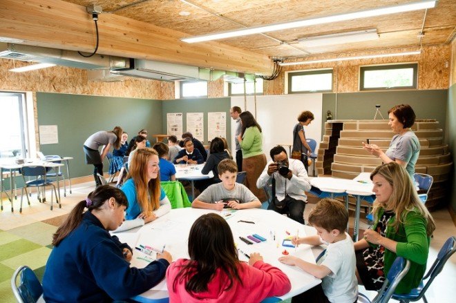 Phipps Conservatory and Botanical Gardens, SEED classroom, SEED Collaborative, modular classroom, net-zero classroom, learning spaces, net-energy architecture, prefab architecture, prefab, photovoltaics, rainwater harvesting, greywater reuse