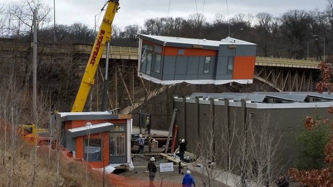 Phipps Conservatory and Botanical Gardens, SEED classroom, SEED Collaborative, modular classroom, net-zero classroom, learning spaces, net-energy architecture, prefab architecture, prefab, photovoltaics, rainwater harvesting, greywater reuse