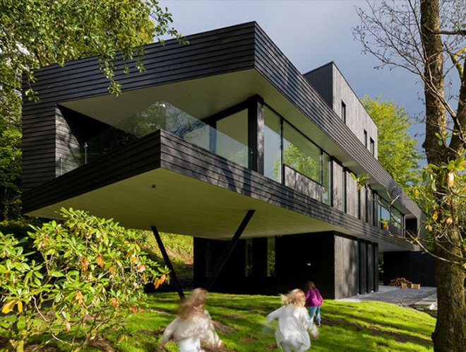 green design, eco design, sustainable design , Todd Saunders, Saunders Architects, Bergen Norway, cantilever house, Villa S, podium house