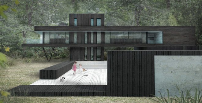 green design, eco design, sustainable design , Todd Saunders, Saunders Architects, Bergen Norway, cantilever house, Villa S, podium house