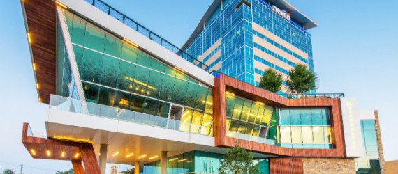 TreeHouse Memorial City, LEED Platinum, Texas, Houston, green office building, green building, solar panels, rainwater harvesting, energy-efficient building, green roof, roof garden