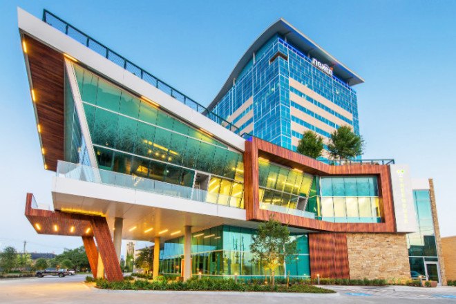 TreeHouse Memorial City, LEED Platinum, Texas, Houston, green office building, green building, solar panels, rainwater harvesting, energy-efficient building, green roof, roof garden