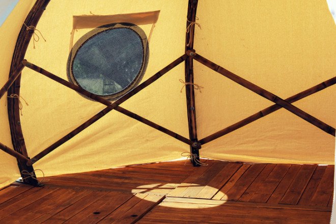 (f)route pod, froute pod, giant grass, bamboo architecture, sustainable design, camping, tent design, bamboo tent, glamping, meditation space, handmade bamboo