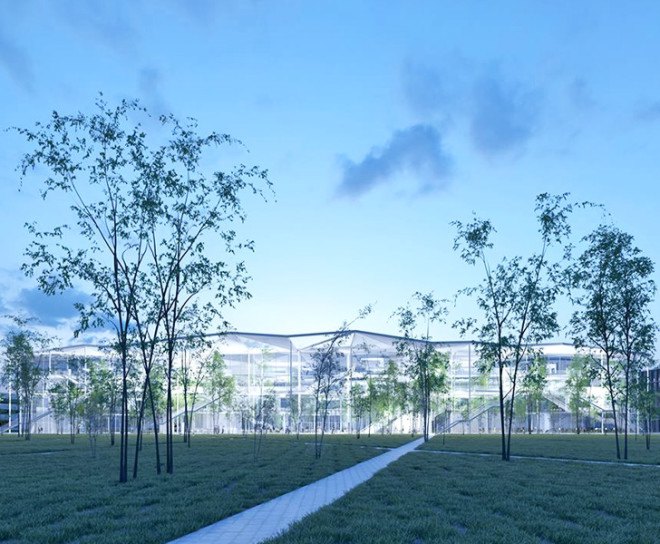 Ecole Polytechnique learning center, Sou Fujimoto Architects, Manal Rachdi OXO Architects, Nicolas Laisné Associates, learning center, glass facade, atrium, indoor graden, green spaces, green architecture, informal spaces