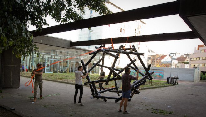 ONOFF, BOULEvard ball, urban intervention, urban art installation, art installation, mobile playground, Kanal Playground Festival, reader submitted content, Buckminster Fuller, tensegrity