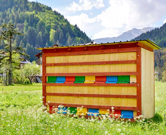 Bienenhaus #3, Massimiliano Dell'Olivo, bees, beekeeping, bee hives, apiary, honey, honeybees, wooden structure, Italy, Alps, small structures