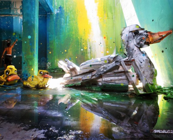 Bordalo II, trash animal sculptures, recycled art, urban art, animal street art, new art technique, trash collage, Portugal, Lisbon,