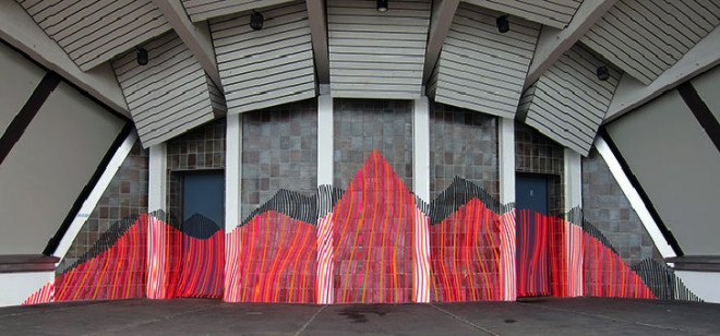 buff diss, tape art, street art, colored tape, mural, Australian artist