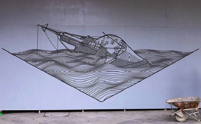 buff diss, tape art, street art, colored tape, mural, Australian artist