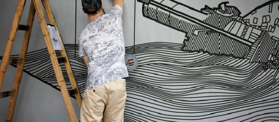 buff diss, tape art, street art, colored tape, mural, Australian artist