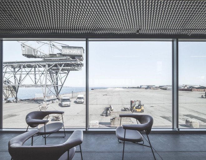 Arcgency, cargotecture, Nordhaven, shipping containers, shipping container architecture, Copenhagen, energy efficient office, cargotecture office, shipping container office, Unionkul office, Unionkul by Arcgency, natural daylight,