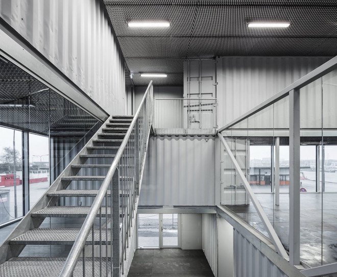 Arcgency, cargotecture, Nordhaven, shipping containers, shipping container architecture, Copenhagen, energy efficient office, cargotecture office, shipping container office, Unionkul office, Unionkul by Arcgency, natural daylight,