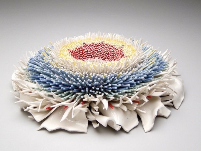 Zemer Peled, pottery, floral sculptures, ceramics, COLLECT art fair, bloom shards, flower shards, smashed ceramics, ceramic sculpture