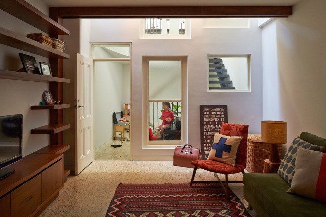 PHOOEY Architects, green renovation, melbourne, australian architects, salvaged materials, upcycling, Victorian-era house, brick house, recycled materials, natural light
