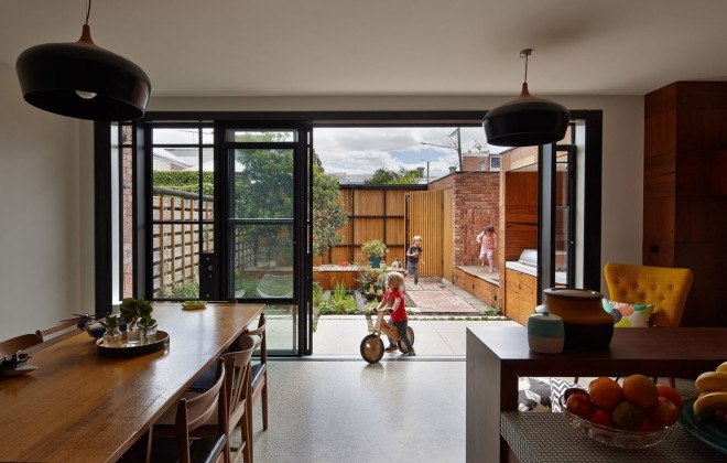 PHOOEY Architects, green renovation, melbourne, australian architects, salvaged materials, upcycling, Victorian-era house, brick house, recycled materials, natural light