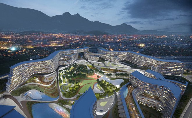 Zaha Hadid Architects, Mexico, Esfera City Center, honeycomb, solar gain, passive cooling, residential architecture, public spaces, public park, CPTED, green buildings