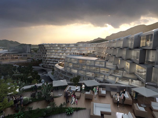 Zaha Hadid Architects, Mexico, Esfera City Center, honeycomb, solar gain, passive cooling, residential architecture, public spaces, public park, CPTED, green buildings