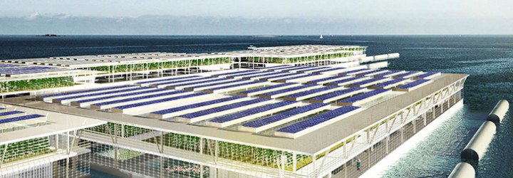 Smart floating farms, hydroponics, Forward thinking architecture, aquaculture, solar energy, modules, modular architecture, floating farms, solar powered farm, alternative farming, food security,