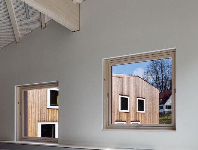 Barkow Leibinger, passive energy rating, Waischenfeld, Fraunhofer Institute for Integrated Circuits IIS, Fraunhofer Research Campus by Barkow Leibinger, standing seam copper, larch, patina, energy efficient, timber truss work, post and beam