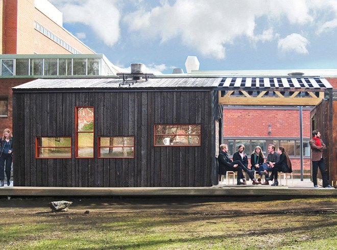 KTH School of Architecture, Full Scale Studio, Friggatto, prefab studio, prefab, mobile architecture, Stockholm, low-cost, plywood facade, green architecture, affordable building