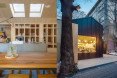Frudisiac, Bucharest, metal clad cabin, cafe in a cabin, Not a Number Architects, contemporary cafe, spruce panels, spruce, natural light, skylights,
