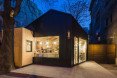 Frudisiac, Bucharest, metal clad cabin, cafe in a cabin, Not a Number Architects, contemporary cafe, spruce panels, spruce, natural light, skylights,