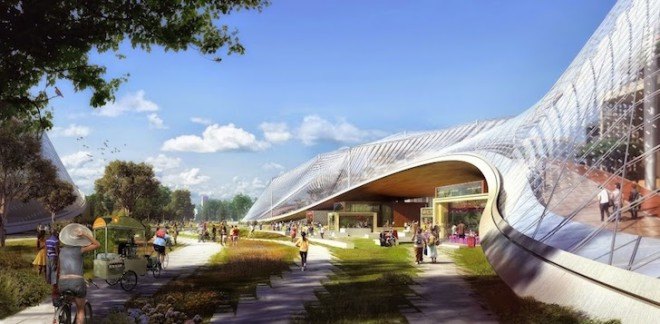 Crabots, Google, Google HQ, Mountain View, Google Campus, ATK II, BIG, Thomas Heatherwick, prefabricated design, sustainable design, flexible workspace, robot, crane, hybrid robot and crane