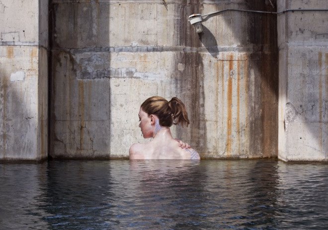 hula, hawaii street art, waterway murals, sean yoro, water murals, realistic portraits, street art, hawaii