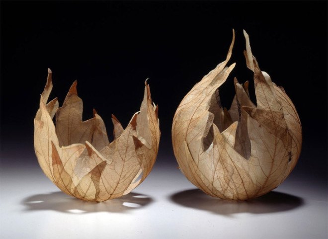 green design, eco design, sustainable design, Kay Sekimachi, leaf art, organic art, leaf bowl, Bellevue Arts Museum