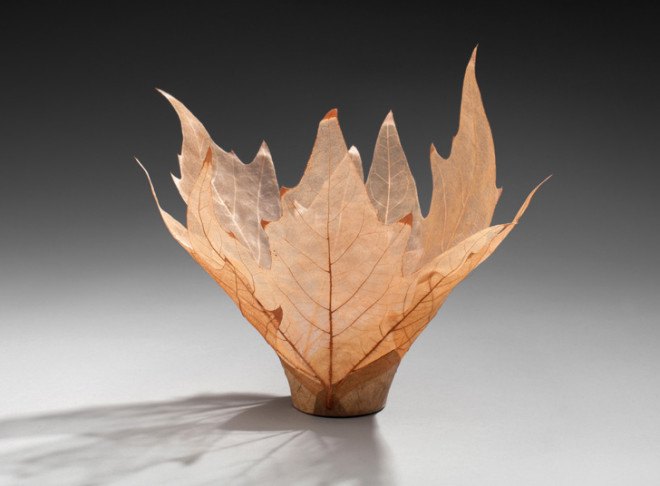 green design, eco design, sustainable design, Kay Sekimachi, leaf art, organic art, leaf bowl, Bellevue Arts Museum