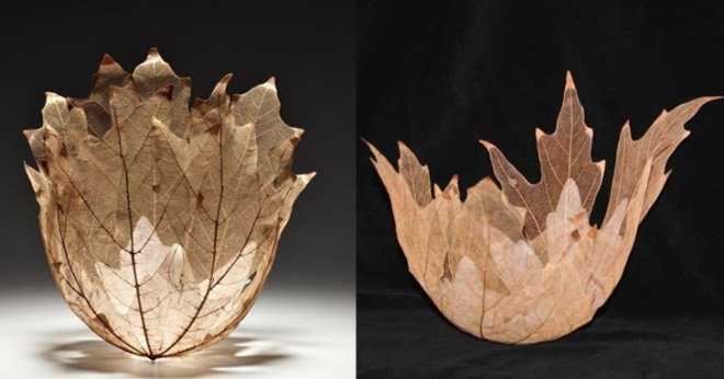 green design, eco design, sustainable design, Kay Sekimachi, leaf art, organic art, leaf bowl, Bellevue Arts Museum